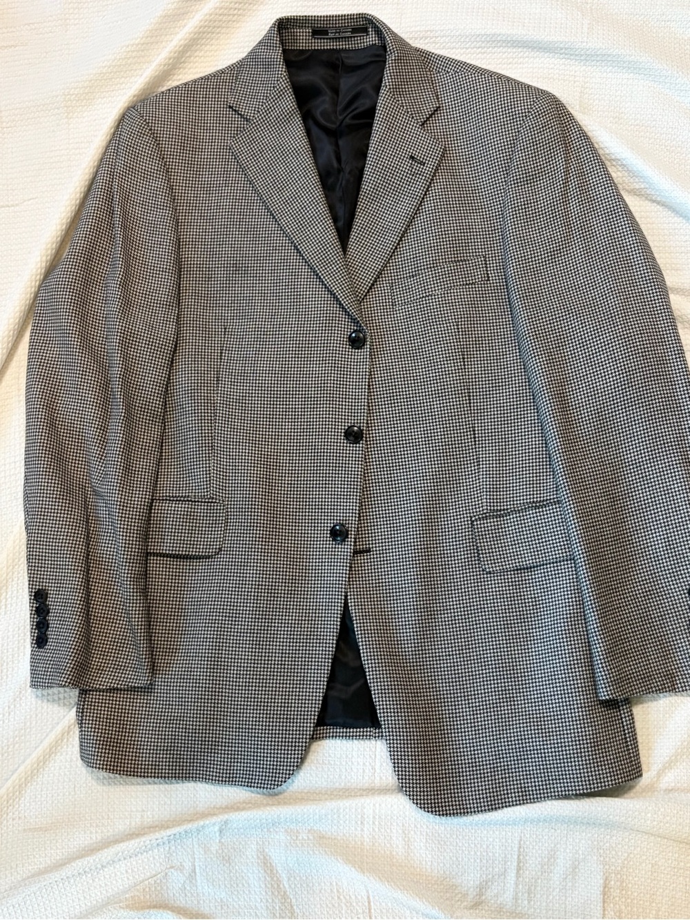 Harry Rose cashmere Men's Houndstooth Blazer - Black & White Tailored Jacket